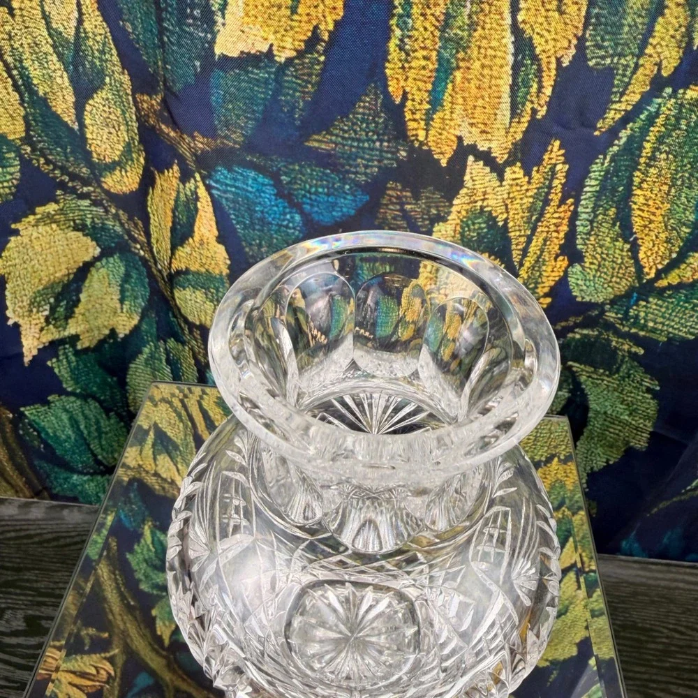 Badash Crystal Vase 7 Inch Cut Glass Flower Urn Made in Poland Clear Centerpiece